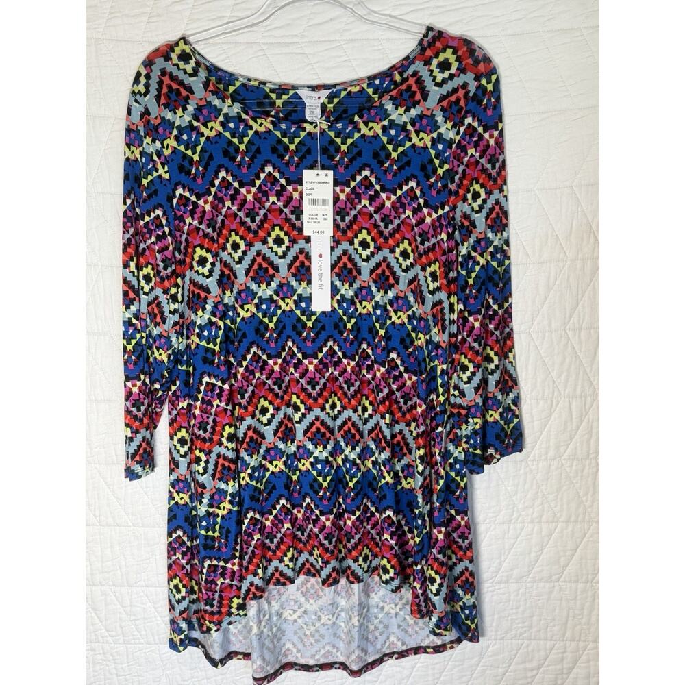 INTRO LOVE STRETCH WOMAN 2X TOP BLOUSE HI-LOW L/SLEEVE New with tags